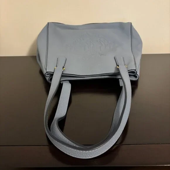 Lauren Ralph Lauren Blue Leather Embossed Logo and Anchor Tote - Picture 6 of 11